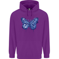 Dripping Blue Butterfly Rhopalocera Mens 80% Cotton Hoodie Purple