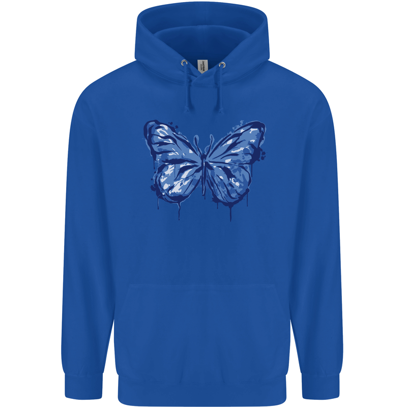 Dripping Blue Butterfly Rhopalocera Mens 80% Cotton Hoodie Royal Blue