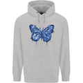 Dripping Blue Butterfly Rhopalocera Mens 80% Cotton Hoodie Sports Grey