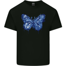 Dripping Blue Butterfly Rhopalocera Mens Cotton T-Shirt Tee Top Black