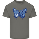 Dripping Blue Butterfly Rhopalocera Mens Cotton T-Shirt Tee Top Charcoal