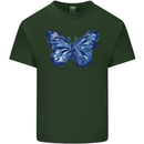 Dripping Blue Butterfly Rhopalocera Mens Cotton T-Shirt Tee Top Forest Green