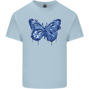 Dripping Blue Butterfly Rhopalocera Mens Cotton T-Shirt Tee Top Light Blue