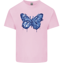 Dripping Blue Butterfly Rhopalocera Mens Cotton T-Shirt Tee Top Light Pink