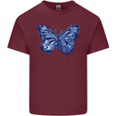 Dripping Blue Butterfly Rhopalocera Mens Cotton T-Shirt Tee Top Maroon