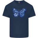 Dripping Blue Butterfly Rhopalocera Mens Cotton T-Shirt Tee Top Navy Blue