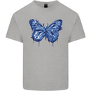 Dripping Blue Butterfly Rhopalocera Mens Cotton T-Shirt Tee Top Sports Grey