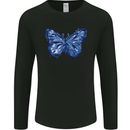 Dripping Blue Butterfly Rhopalocera Mens Long Sleeve T-Shirt Black