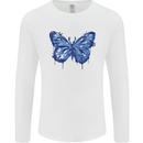 Dripping Blue Butterfly Rhopalocera Mens Long Sleeve T-Shirt White
