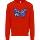 Dripping Blue Butterfly Rhopalocera Mens Sweatshirt Jumper Bright Red