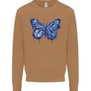Dripping Blue Butterfly Rhopalocera Mens Sweatshirt Jumper Caramel Latte