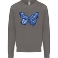 Dripping Blue Butterfly Rhopalocera Mens Sweatshirt Jumper Charcoal