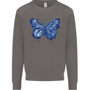 Dripping Blue Butterfly Rhopalocera Mens Sweatshirt Jumper Charcoal