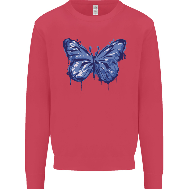Dripping Blue Butterfly Rhopalocera Mens Sweatshirt Jumper Heliconia