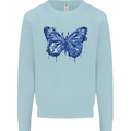 Dripping Blue Butterfly Rhopalocera Mens Sweatshirt Jumper Light Blue