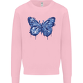Dripping Blue Butterfly Rhopalocera Mens Sweatshirt Jumper Light Pink
