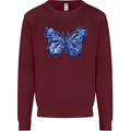 Dripping Blue Butterfly Rhopalocera Mens Sweatshirt Jumper Maroon