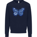 Dripping Blue Butterfly Rhopalocera Mens Sweatshirt Jumper Navy Blue