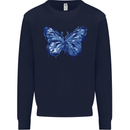 Dripping Blue Butterfly Rhopalocera Mens Sweatshirt Jumper Navy Blue
