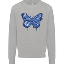 Dripping Blue Butterfly Rhopalocera Mens Sweatshirt Jumper Sports Grey