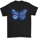 Dripping Blue Butterfly Rhopalocera Mens T-Shirt Cotton Gildan Black