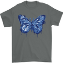 Dripping Blue Butterfly Rhopalocera Mens T-Shirt Cotton Gildan Charcoal
