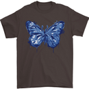 Dripping Blue Butterfly Rhopalocera Mens T-Shirt Cotton Gildan Dark Chocolate