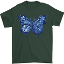 Dripping Blue Butterfly Rhopalocera Mens T-Shirt Cotton Gildan Forest Green