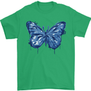 Dripping Blue Butterfly Rhopalocera Mens T-Shirt Cotton Gildan Irish Green