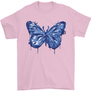 Dripping Blue Butterfly Rhopalocera Mens T-Shirt Cotton Gildan Light Pink