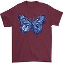Dripping Blue Butterfly Rhopalocera Mens T-Shirt Cotton Gildan Maroon