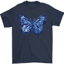 Dripping Blue Butterfly Rhopalocera Mens T-Shirt Cotton Gildan Navy Blue