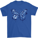 Dripping Blue Butterfly Rhopalocera Mens T-Shirt Cotton Gildan Royal Blue
