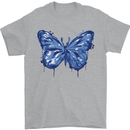 Dripping Blue Butterfly Rhopalocera Mens T-Shirt Cotton Gildan Sports Grey