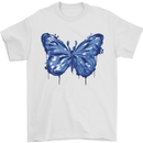 Dripping Blue Butterfly Rhopalocera Mens T-Shirt Cotton Gildan White