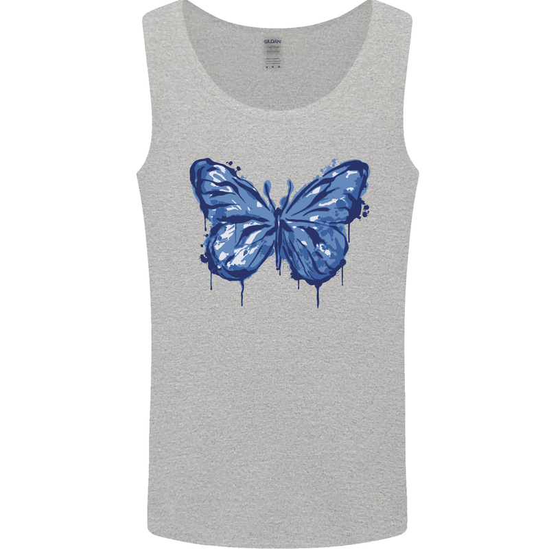 Dripping Blue Butterfly Rhopalocera Mens Vest Tank Top Sports Grey