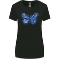 Dripping Blue Butterfly Rhopalocera Womens Wider Cut T-Shirt Black