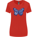 Dripping Blue Butterfly Rhopalocera Womens Wider Cut T-Shirt Red