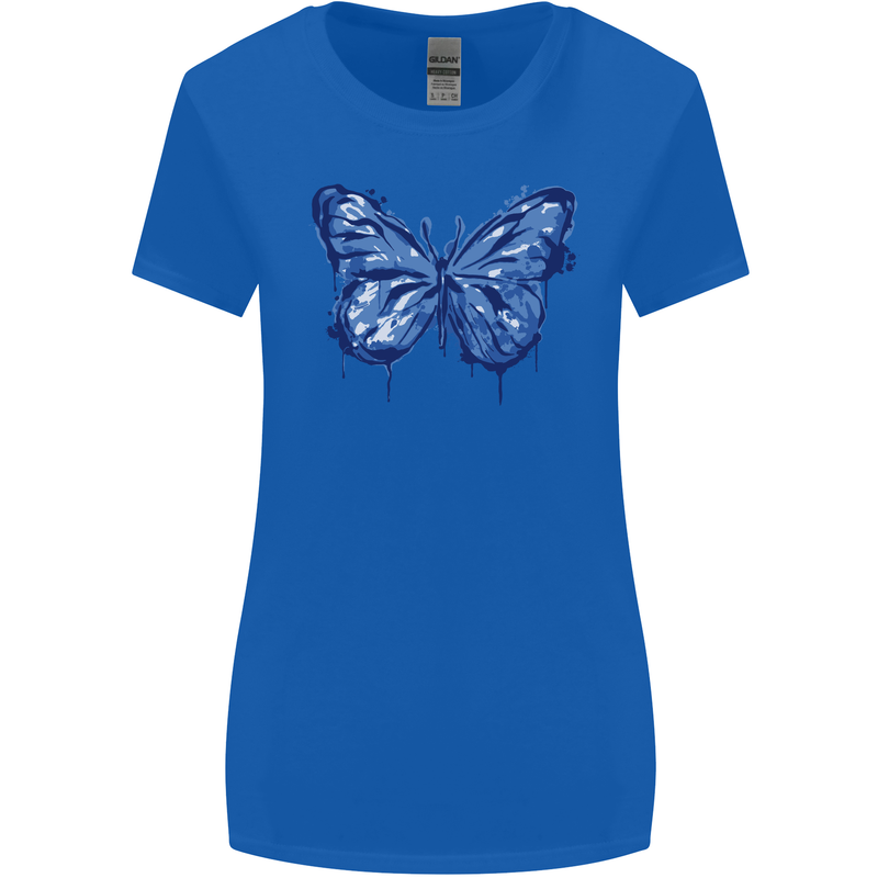 Dripping Blue Butterfly Rhopalocera Womens Wider Cut T-Shirt Royal Blue