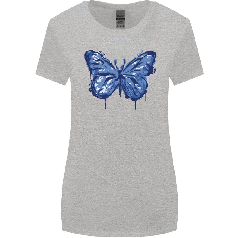 Dripping Blue Butterfly Rhopalocera Womens Wider Cut T-Shirt Sports Grey