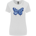 Dripping Blue Butterfly Rhopalocera Womens Wider Cut T-Shirt White