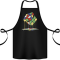 Dripping Rubik Cube Funny Puzzle Cotton Apron 100% Organic Black