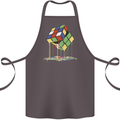Dripping Rubik Cube Funny Puzzle Cotton Apron 100% Organic Dark Grey