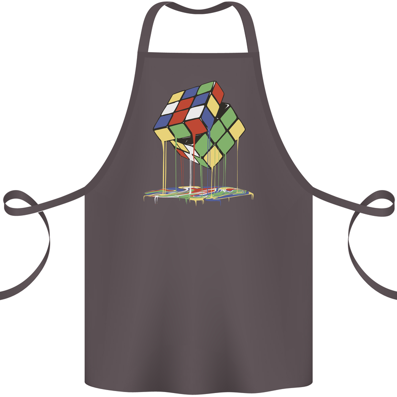 Dripping Rubik Cube Funny Puzzle Cotton Apron 100% Organic Dark Grey