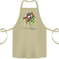 Dripping Rubik Cube Funny Puzzle Cotton Apron 100% Organic Khaki