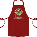 Dripping Rubik Cube Funny Puzzle Cotton Apron 100% Organic Maroon