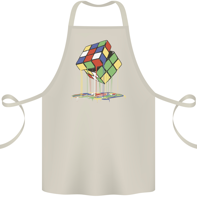 Dripping Rubik Cube Funny Puzzle Cotton Apron 100% Organic Natural