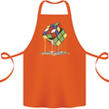 Dripping Rubik Cube Funny Puzzle Cotton Apron 100% Organic Orange
