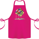 Dripping Rubik Cube Funny Puzzle Cotton Apron 100% Organic Pink