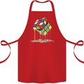 Dripping Rubik Cube Funny Puzzle Cotton Apron 100% Organic Red